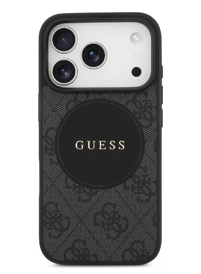 Guess MagSafe 4G PU Leather Case with Round Patch & Classic Logo for iPhone 17 Pro Max - Black - Image 5